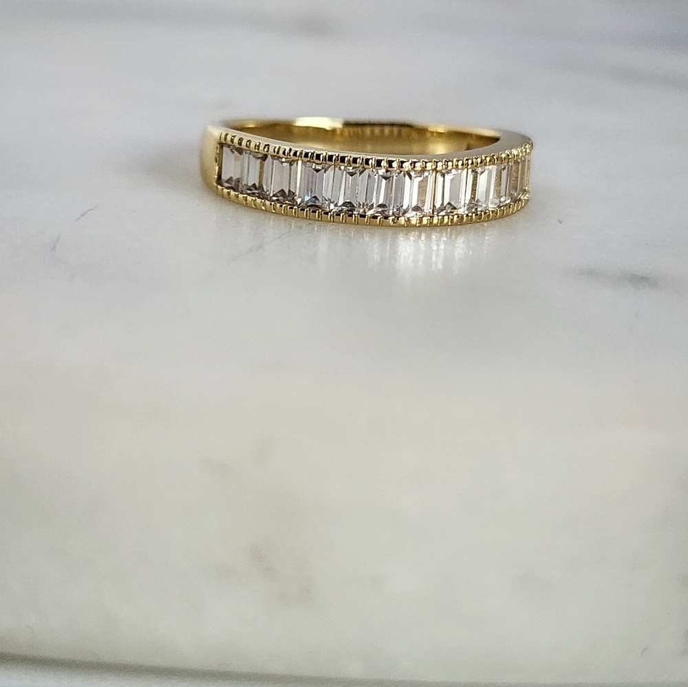 Gold Plated Band with Clear Stones - Picture 2 of 5